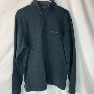 Columbia men’s sweater 1/4 zip mock neck sizeL blue/gray color